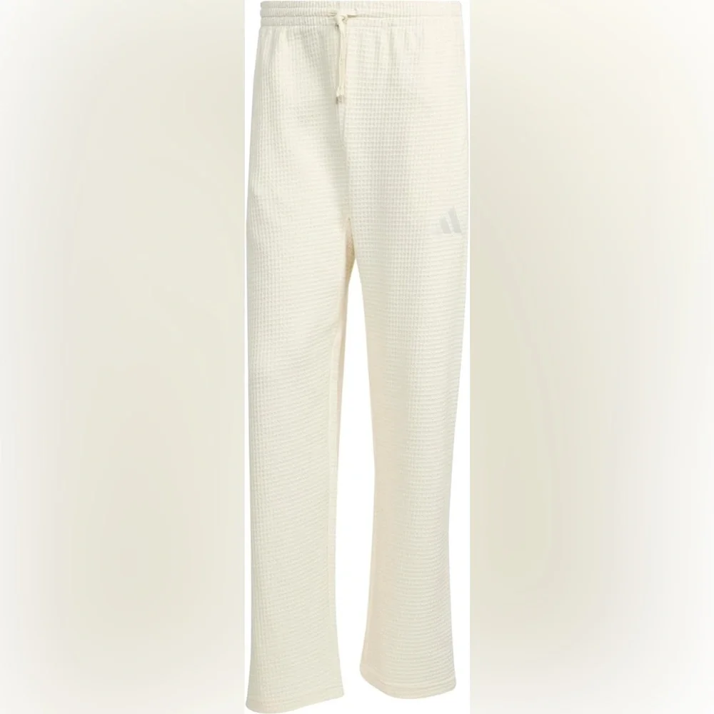 Adidas Men's ALL SZN Waffle Knit Sweatpants Off White Loose Fit Open Hem L New - Picture 8 of 8